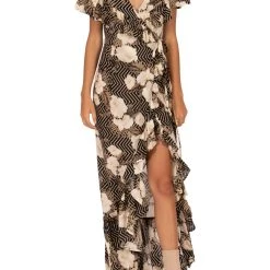 Amuse Society Frill Seeker Womens Floral Wrap Maxi Dress