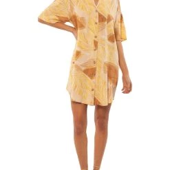 Amuse Society Daniella Womens Printed Button-Down Shirtdress