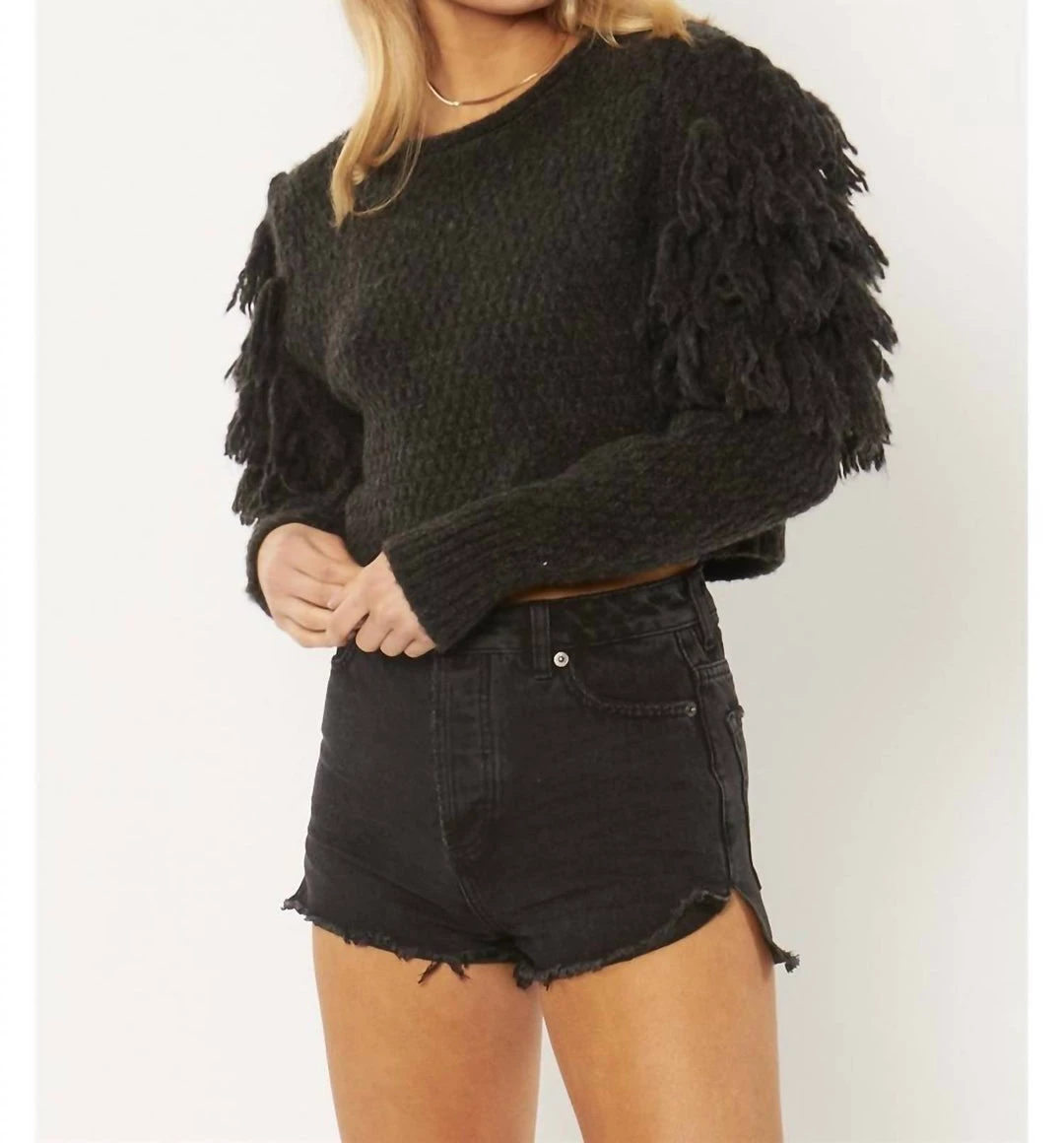 Amuse Society women Rocha Long Sleeve Knit Sweater in Black 3 Amuse Society women Rocha Long Sleeve Knit Sweater in Black