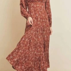 Dress Forum women Floral Tie Back Dress In Brick