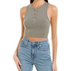 women Dress Forum High Scoop Henley Tank